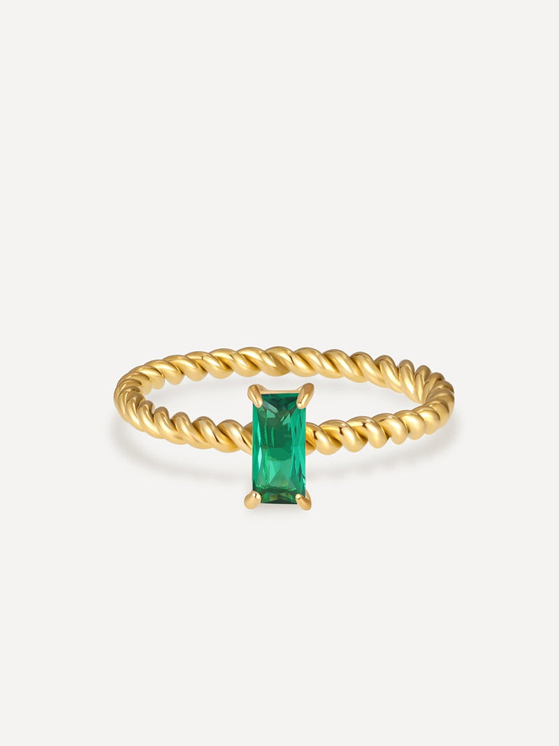 Anillo Espiral Verde Elegante